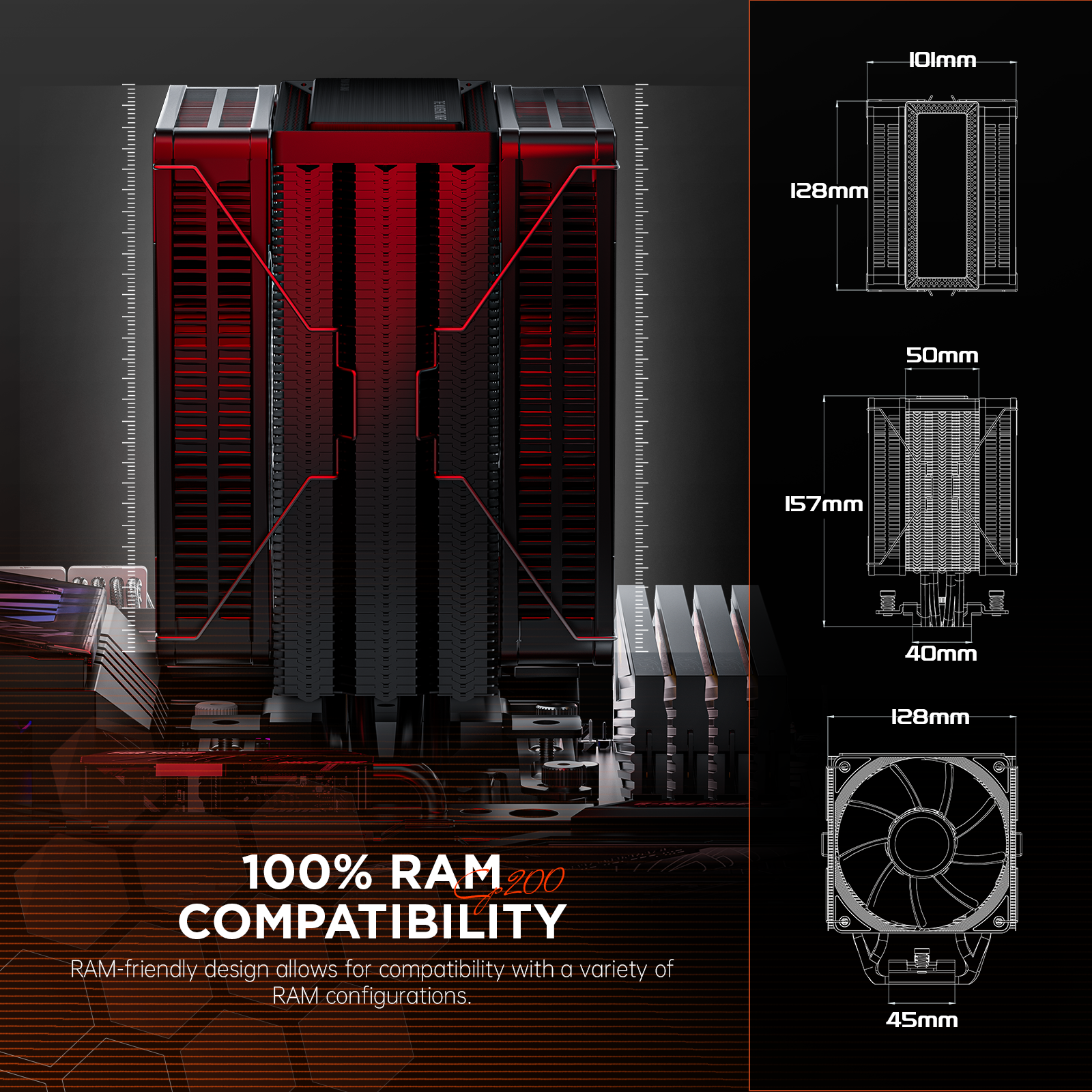 The Wandering Knight CP200 All-Black CPU Air Cooler