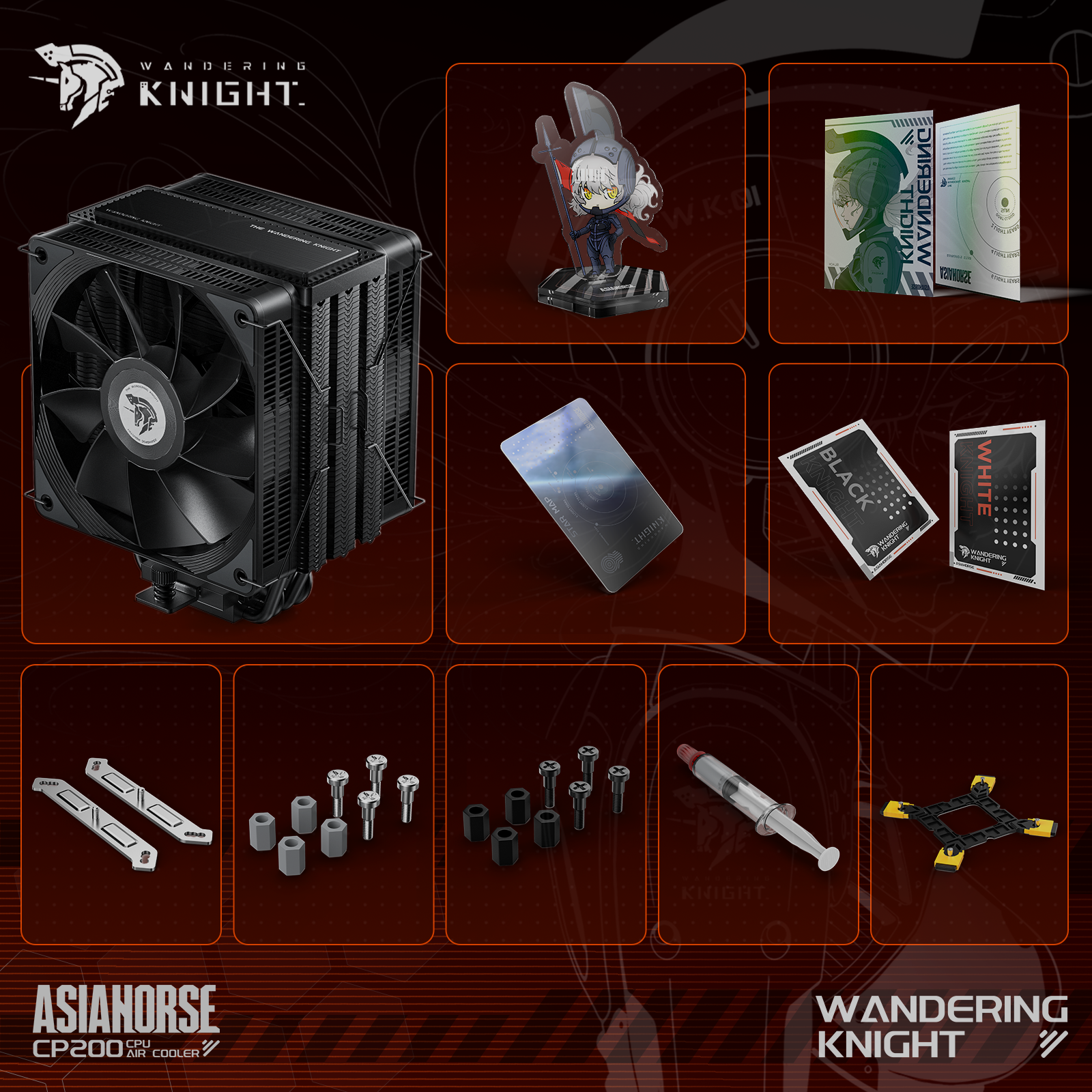 The Wandering Knight CP200 All-Black CPU Air Cooler