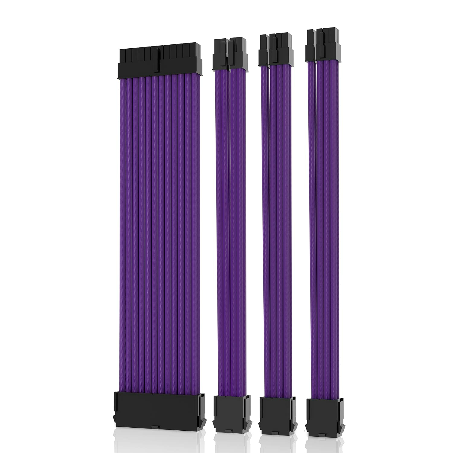 ASIAHORSE 18AWG PSU Cable Extension Sleeved Custom Power Supply Braided with Two Color Combs kit for ATX CPU GPU Modular Power Supply Unit /1x24P/1x8P (4+4) CPU/2x8 P(6+2) GPU/30CM 11.8Inch (White)