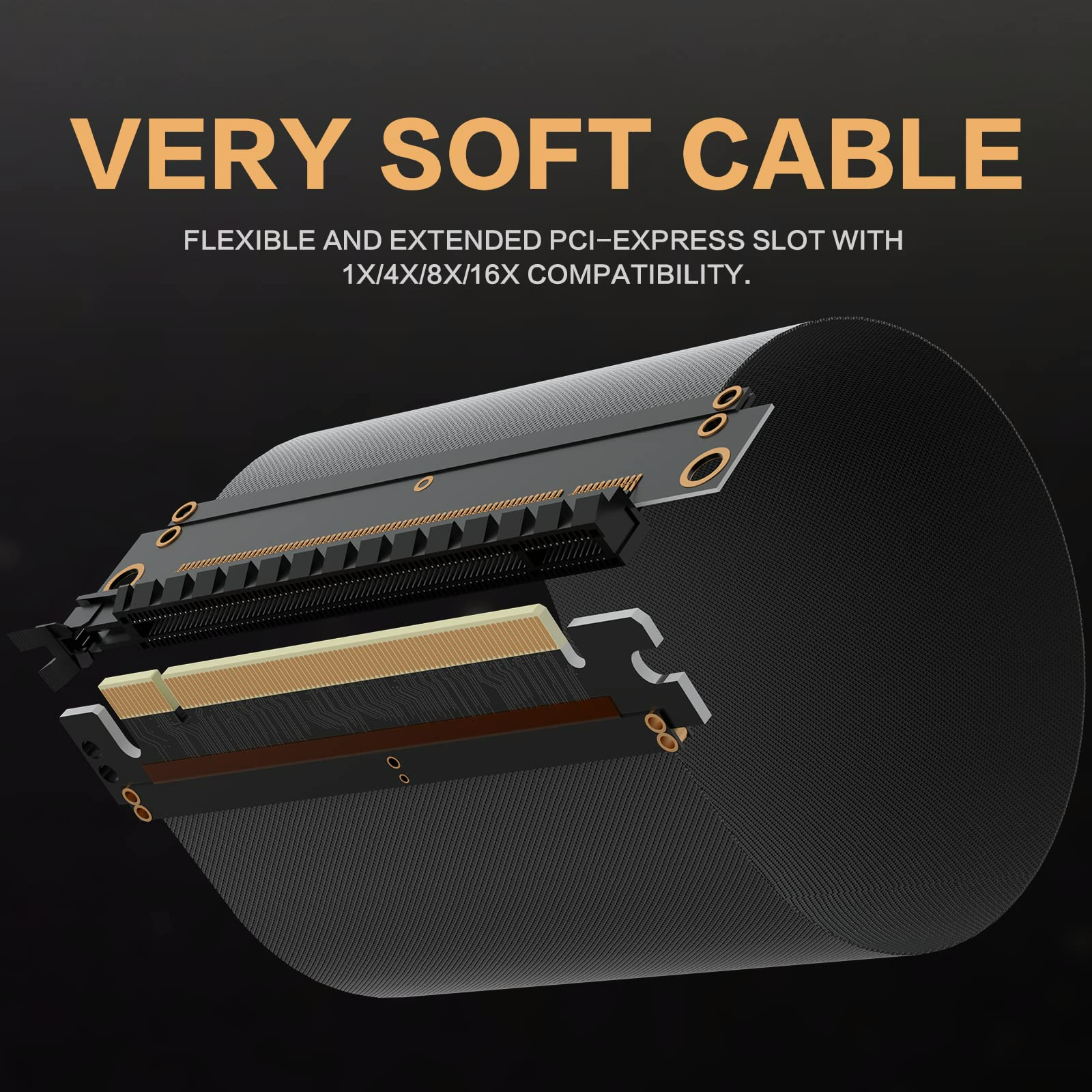 AsiaHorse New PCIE 3.0 16x High Speed Flexible Extender Riser Cable Card Extension Port Adapter 200mm(180 Degree Angle Black)