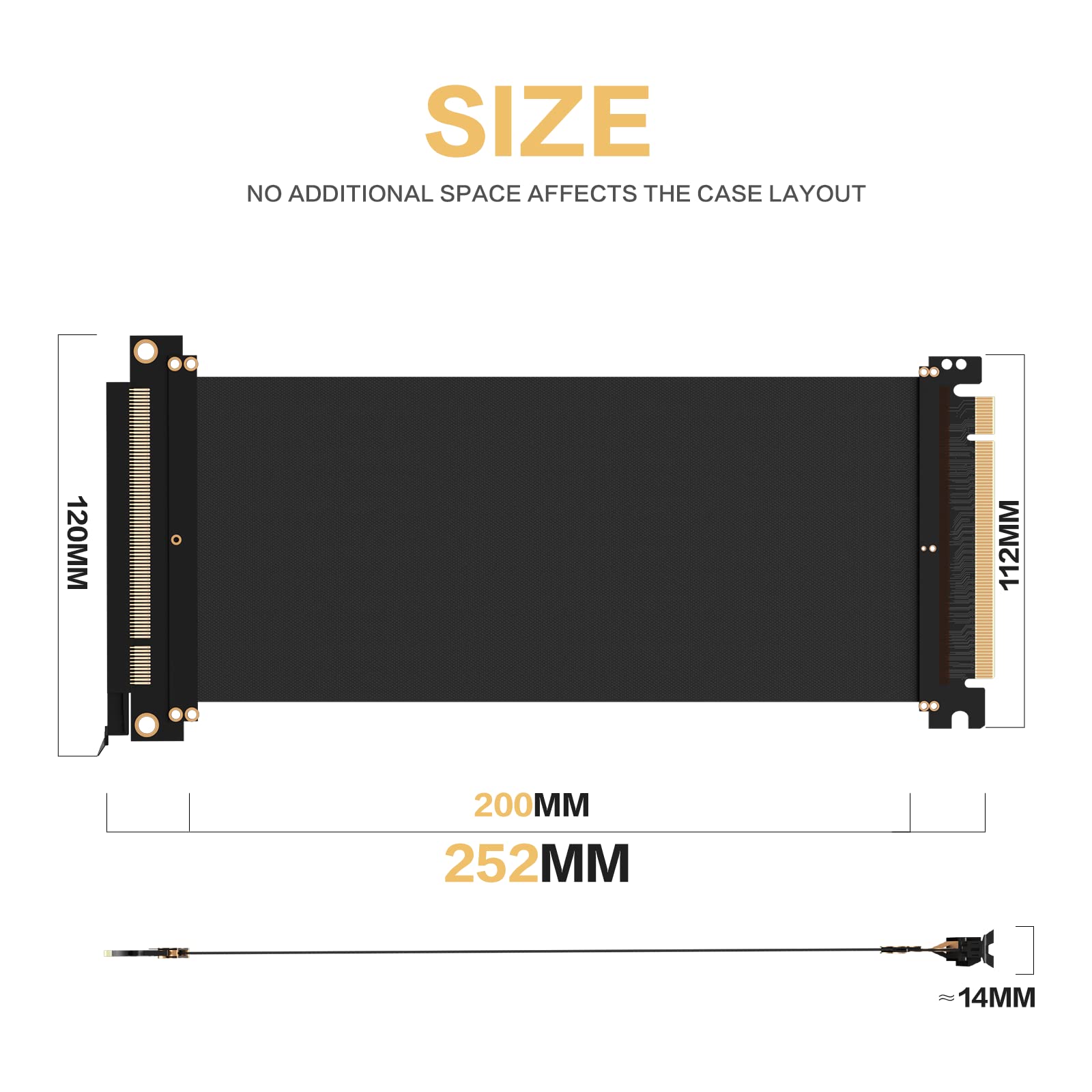 AsiaHorse New PCIE 3.0 16x High Speed Flexible Extender Riser Cable Card Extension Port Adapter 200mm(180 Degree Angle Black)