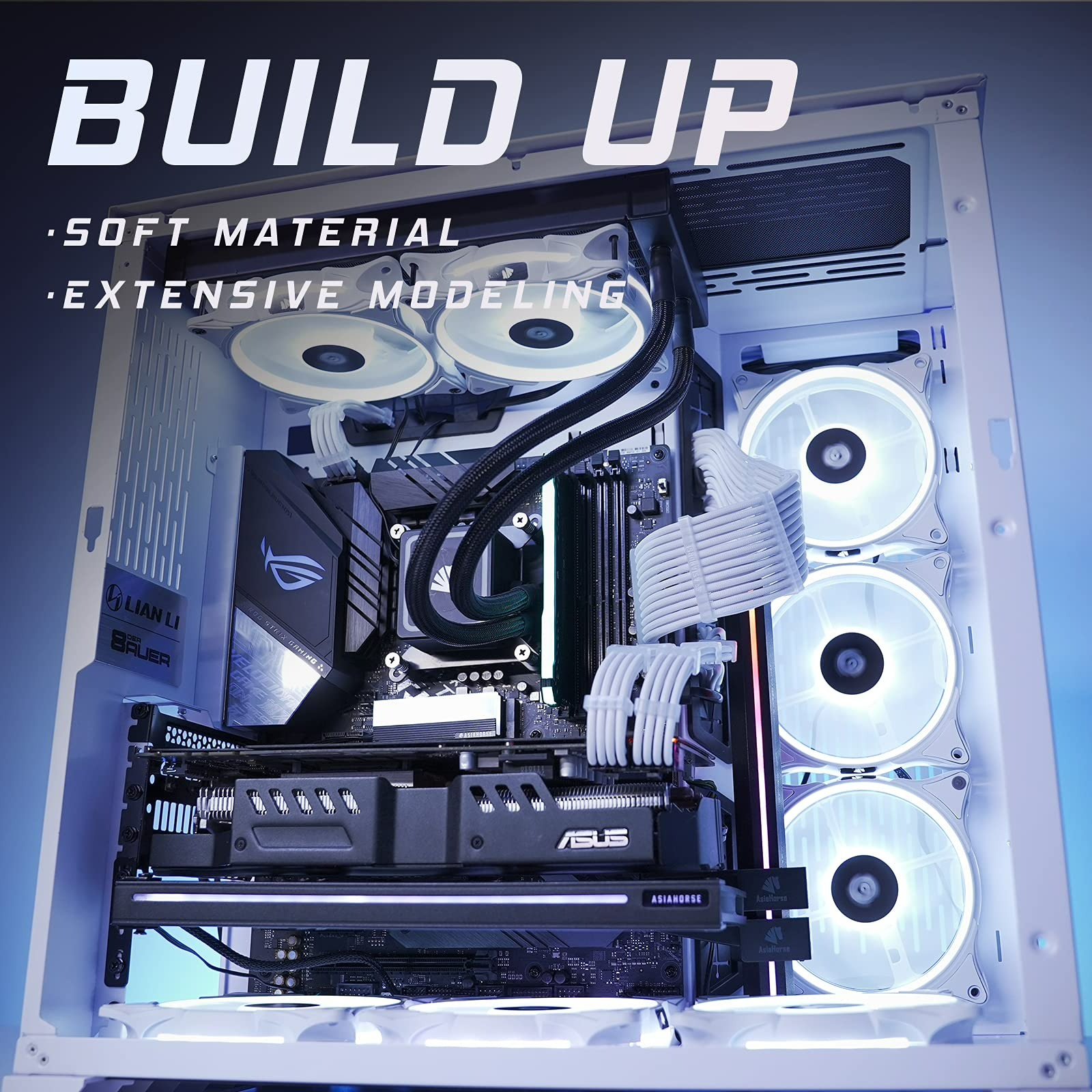 ASIAHORSE 18AWG PSU Cable Extension Sleeved Custom Power Supply Braided with Two Color Combs kit for ATX CPU GPU Modular Power Supply Unit /1x24P/1x8P (4+4) CPU/2x8 P(6+2) GPU/30CM 11.8Inch (White)