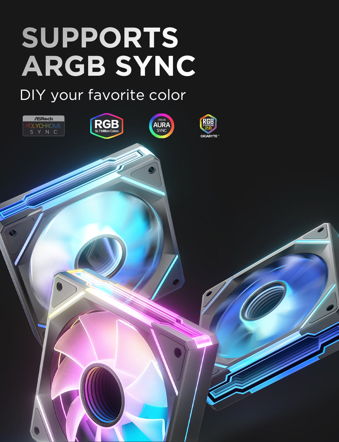 مراوح كمبيوتر AsiaHorse AMICI-5GT RGB، مراوح Infinity Mirror ARGB، مروحة بمحمل HDB، سرعات تصل إلى 1800 دورة في الدقيقة، مزودة بـ 24 مصباح LED، مروحة ذات شفرة أمامية متوافقة مع اللوحة الأم Aura SYNC 