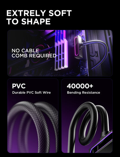 AsiaHorse Hydrus-24PIN PC PSU Extension Cable, ATX 24Pin Motherboard Power Extension Cable 90° Right Angle Design, 2000W Power Supply (Whole Set), PC Power Cord Perfect for Cable Management & PC DIY