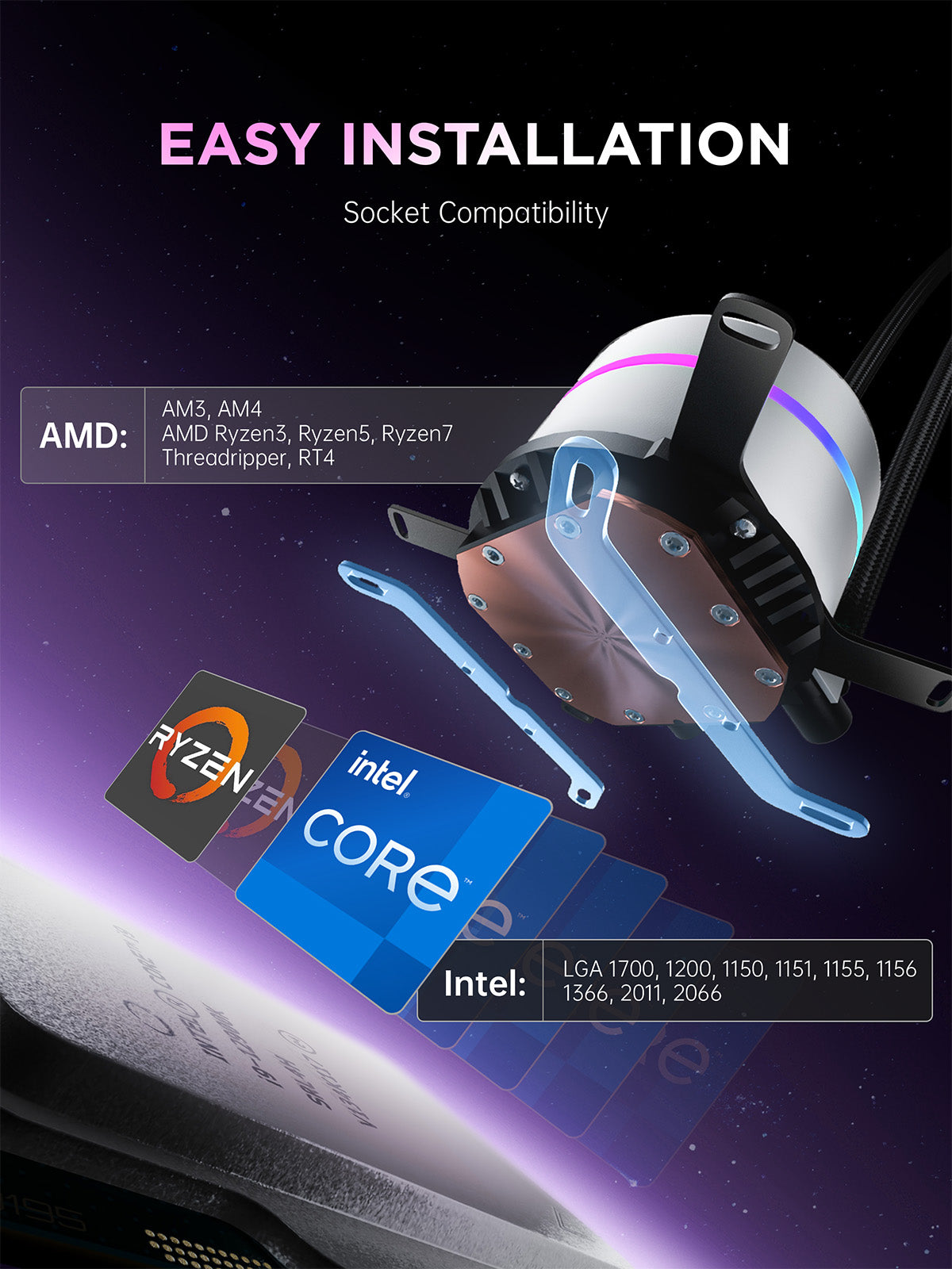 مبرد وحدة المعالجة المركزية السائل W360 AIO من The Wandering Knight 