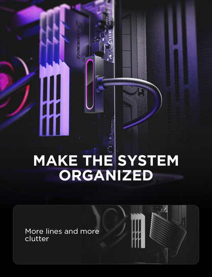 AsiaHorse Hydrus-24PIN PC PSU Extension Cable, ATX 24Pin Motherboard Power Extension Cable 90° Right Angle Design, 2000W Power Supply (Whole Set), PC Power Cord Perfect for Cable Management & PC DIY