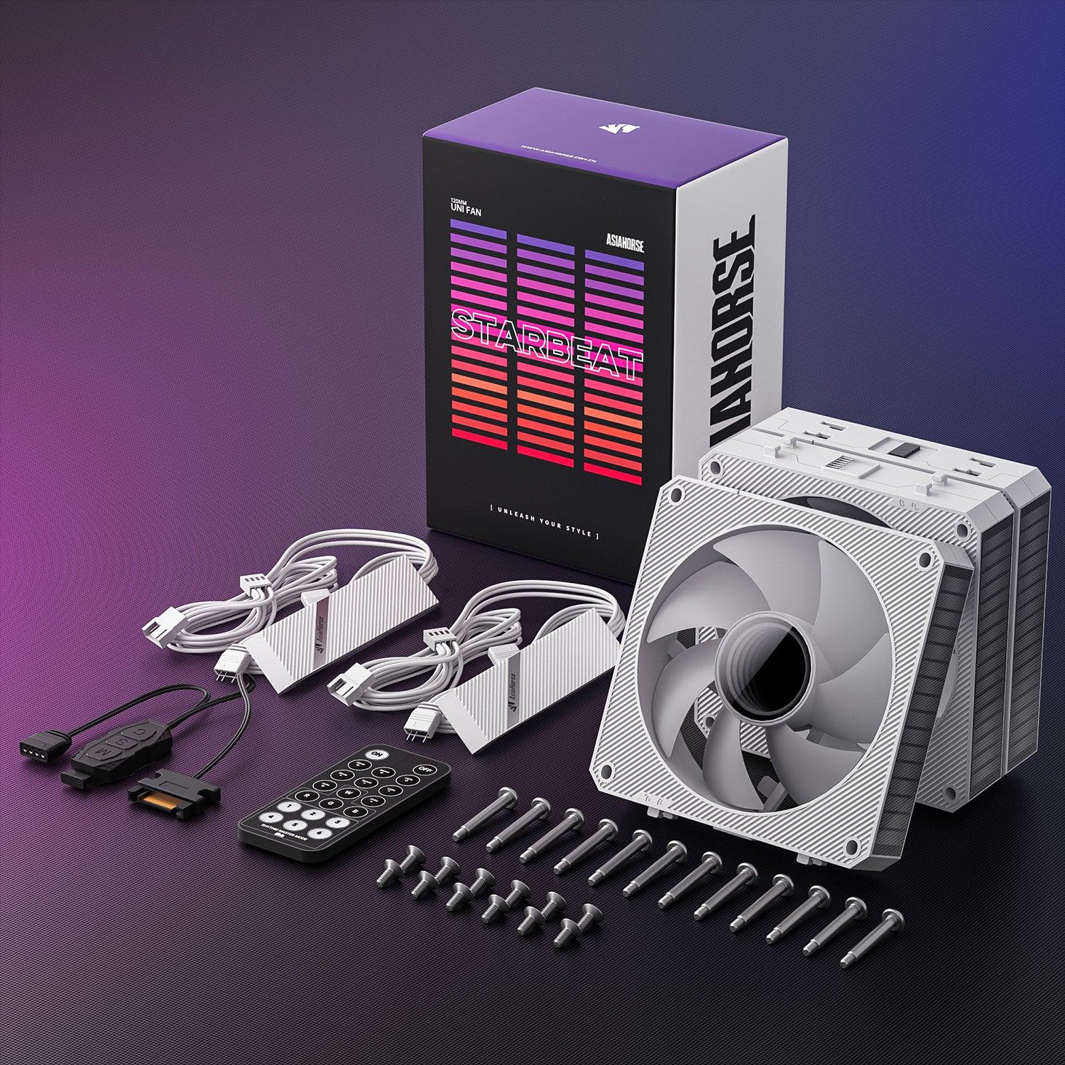 مروحة AsiaHorse STARBEAT UNI مقاس 120 مم، مروحة تحكم صوت RGB Rhythm لهيكل الكمبيوتر، توصيل متسلسل، إضاءة ARGB ثلاثية الدبابيس 5 فولت لهيكل الكمبيوتر والمبرد السائل 
