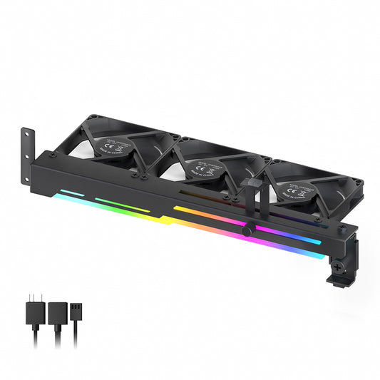 AsiaHorse Graphics Card Cooler with ARGB 5V 3Pin LED and Three 80mm Fans, RGB LED Graphics Card Holder, GPU Cooler Easy Installation-Black