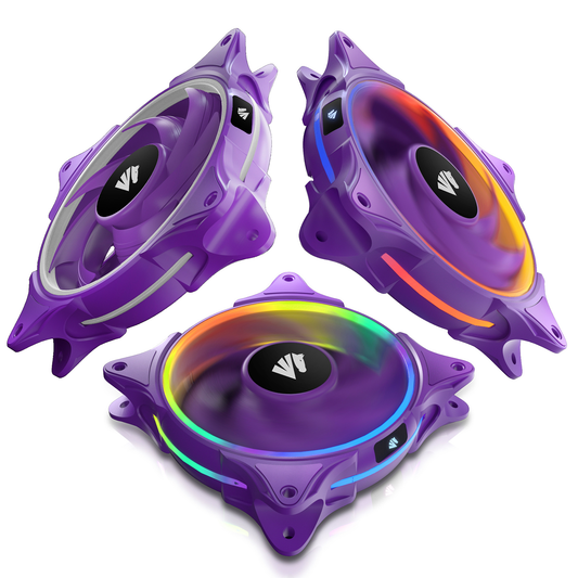 Asiahorse FS-9001 Pwm RGB Case Fan,3 Pack Purple 120mm Pc Fan,Quiet Computer Fan for PC case and CPU Cooler,5V ARGB Motherboard SYNC/RC Controller,DIY Colorful Mode Adjustable with Fan Control Remote