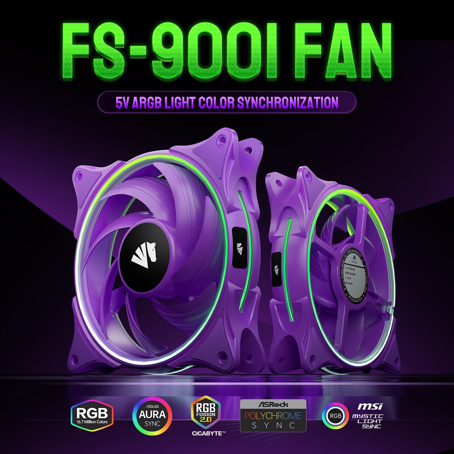 Asiahorse FS-9001 Pwm RGB Case Fan,3 Pack Purple 120mm Pc Fan,Quiet Computer Fan for PC case and CPU Cooler,5V ARGB Motherboard SYNC/RC Controller,DIY Colorful Mode Adjustable with Fan Control Remote