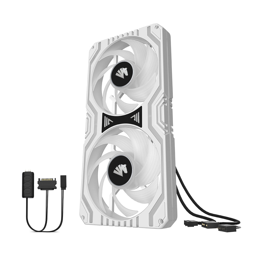 مروحة ASIAHORSE Matrix-Black 48 مصباح LED RGB قابل للتوجيه، مقاس 240 مم، إطار مربع متكامل مع وحدة تحكم MB Sync/Analog، مروحة تحكم PWM مدمجة لعلبة الكمبيوتر ونظام التبريد السائل 