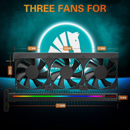 ASIAHORSE Graphic Card Cooler 3 x 92mm Fan with Led Frame,Support ASUS Aura SYNC/MSI Mystic Sync/ASROCK Aura RGB/GIGABYTE RGB Fusion (5V 3 Pin Addressable headers)