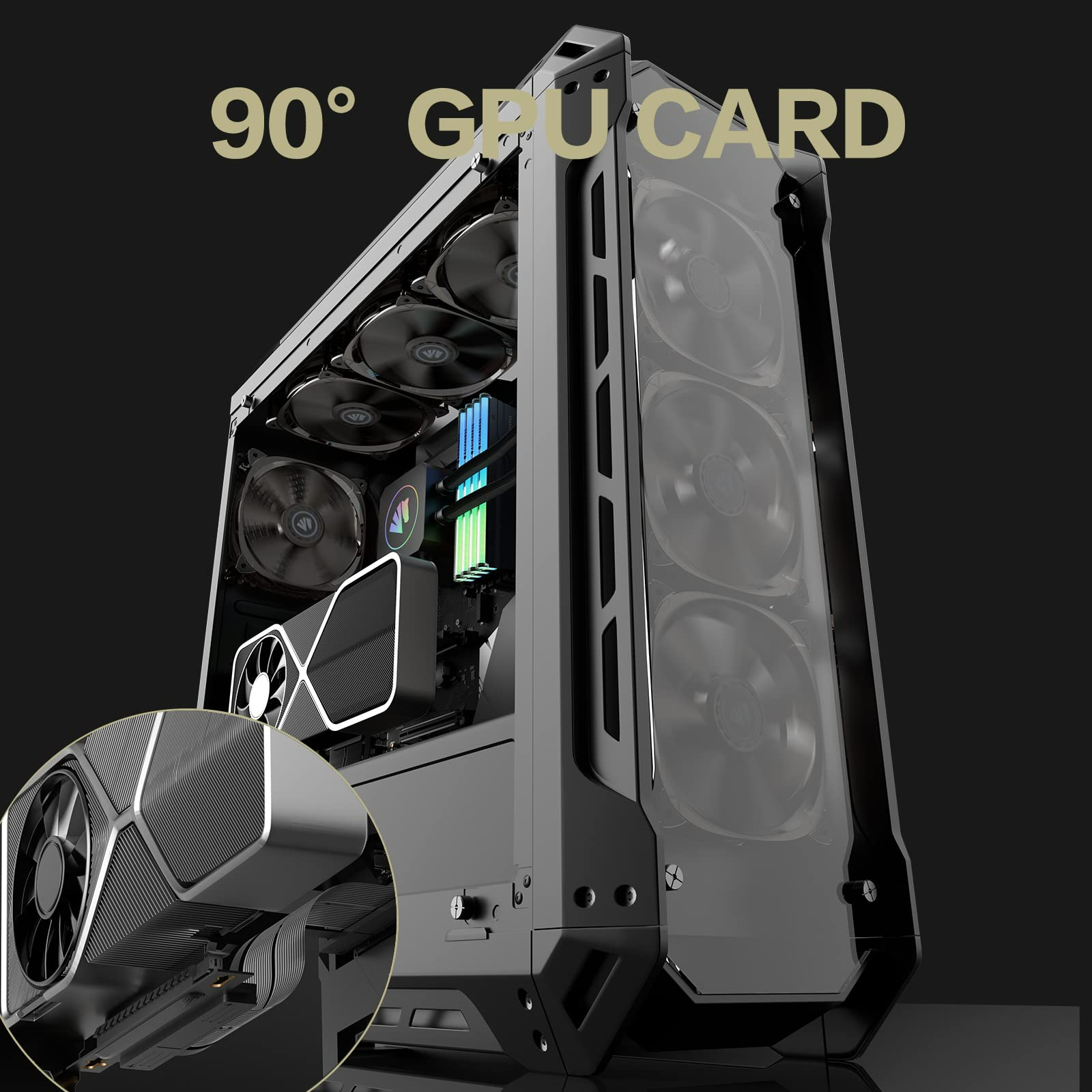 كابل ASIAHORSE PCIE 4.0 16x محمي فائق السرعة مع منفذ PCI Express لبطاقة تمديد وحدة معالجة الرسومات - موصل يمين (20 سم - 90) 
